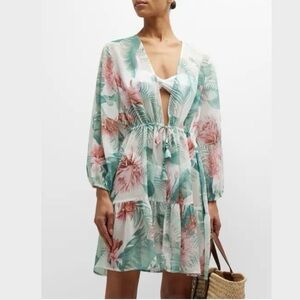 Tommy bahama breezy botanical open-front swim cover up tunic